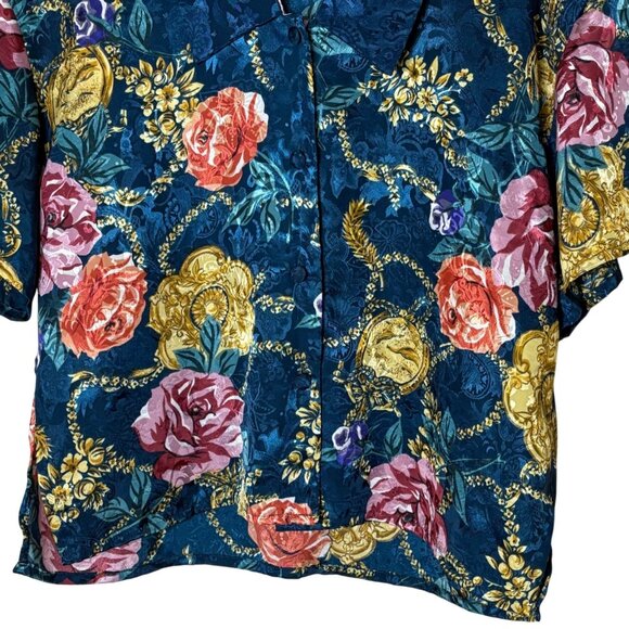 Victoria’s Secret Gold Label Vintage 90s Floral Paisley Sleep Shirt S Collared - Picture 5 of 9